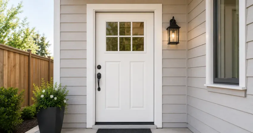 technician installing exterior door frame in Clairlea, Scarborough