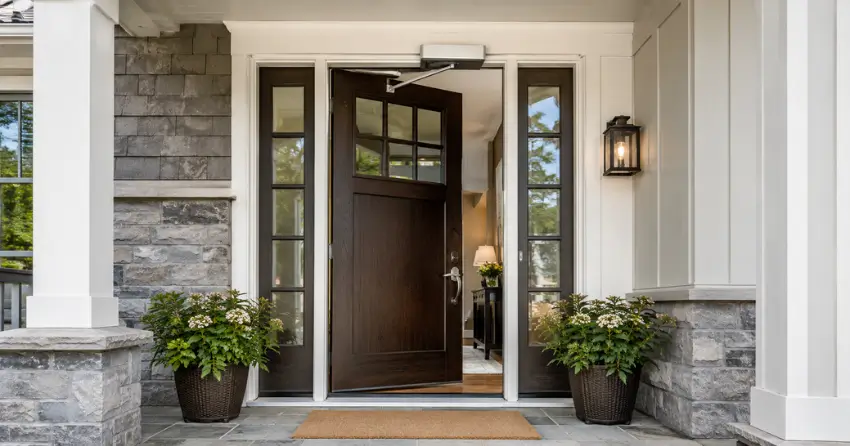 residential automatic door opener installed on exterior entry door in Scarborough