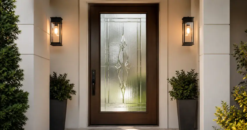 decorative frosted glass panel installed in a front door in Maryvale, Scarborough