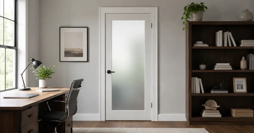 frosted interior door installed in home office in Cliffside, Scarborough