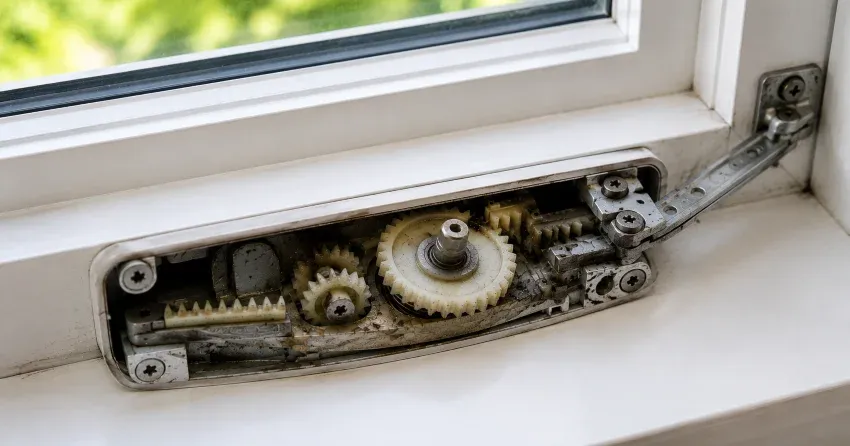 technician replacing casement window crank operator in Scarborough home